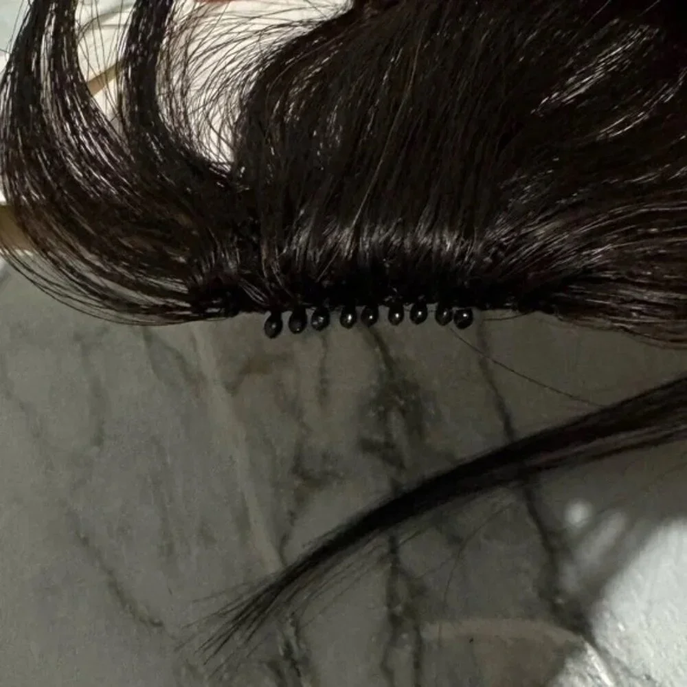 100% Human hair 1 Black Clip in Bangs